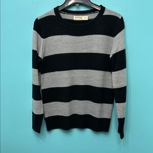 Faded Glory Black and Gray Striped Sweater